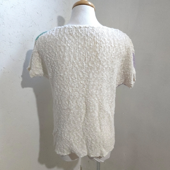 Settabello | Vintage Colorful Abstract Knit short sleeve Sweater - Picture 6 of 10